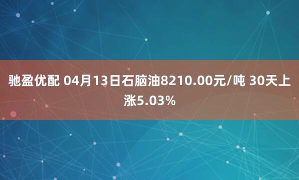 驰盈优配 04月13日石脑油8210.00元/吨 30天上涨5.03%