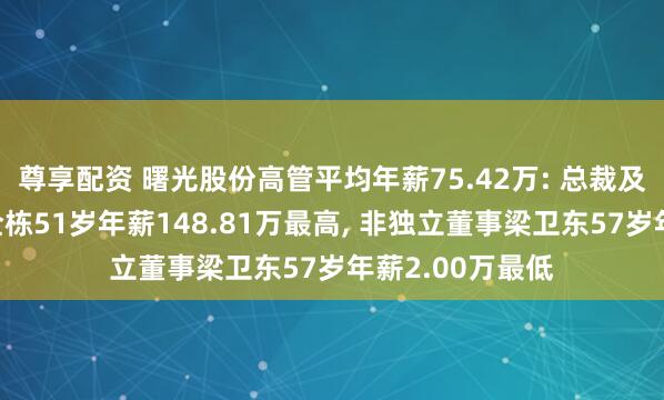 尊享配资 曙光股份高管平均年薪75.42万: 总裁及非独立董事李全栋51岁年薪148.81万最高, 非独立董事梁卫东57岁年薪2.00万最低