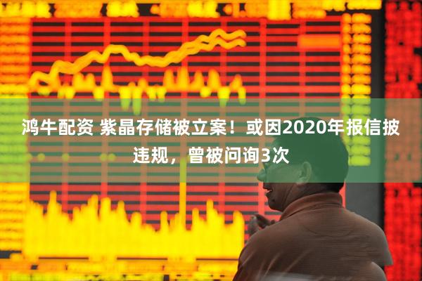 鸿牛配资 紫晶存储被立案！或因2020年报信披违规，曾被问询3次