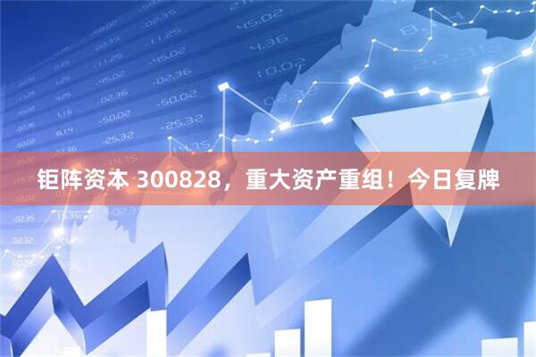 钜阵资本 300828，重大资产重组！今日复牌