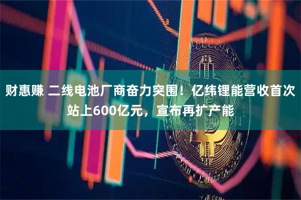 财惠赚 二线电池厂商奋力突围！亿纬锂能营收首次站上600亿元，宣布再扩产能